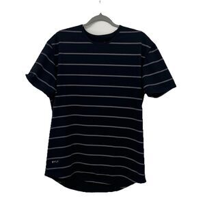 Bylt Mens Drop Cuts S/S Lux T Shirt Sz L Black Striped Short Sleeve Stretchy